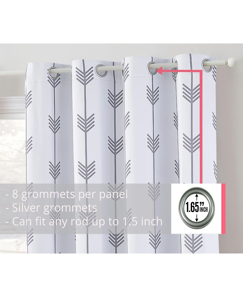 Hlc.me Arrow Printed Privacy Blackout Energy Efficient Room Darkening Thermal Grommet Window Curtain Drape Panels for Bedroom
