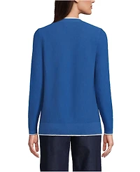 Lands' End Women's Fine Gauge Cotton Cardigan and Tank Sweater Set