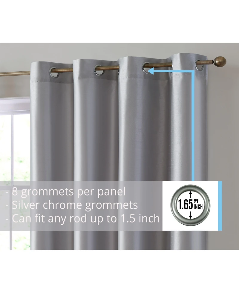 Hlc.me Jefferson Faux Silk Semi Sheer Light Filtering Microfiber Lined Grommet Lightweight Window Curtain Panels
