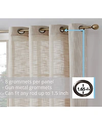 Hlc.me Madison Faux Linen Textured Semi Sheer Privacy Sun Light Filtering Transparent Window Grommet Long Thick Curtains Panels
