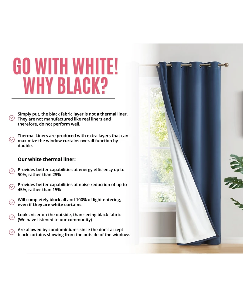 Hlc.me Dakota 100% Complete Blackout Lined Drapery with Double Layer Thermal Insulated Energy Efficient Window Curtain Grommet Panels for Bedroom & Li