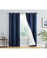 Hlc.me Dakota 100% Complete Blackout Lined Drapery with Double Layer Thermal Insulated Energy Efficient Window Curtain Grommet Panels for Bedroom & Li