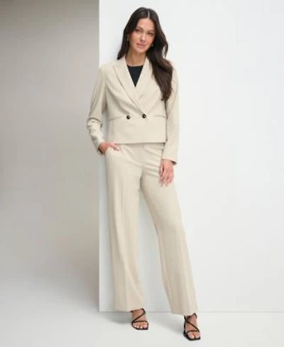 Dkny Womens Peak Lapel Blazer Sleeveless Pleated Neck Top High Rise Wide Leg Pants