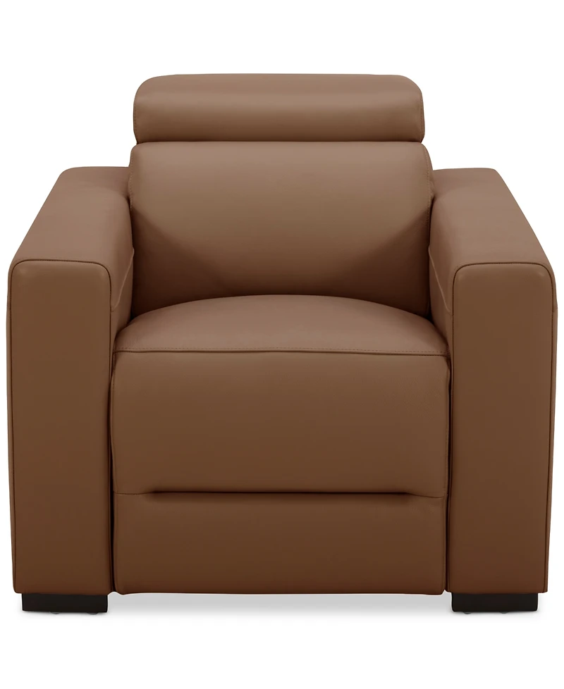 Nevio 39" Leather Power Recliner and Headrest, Created For Macy's