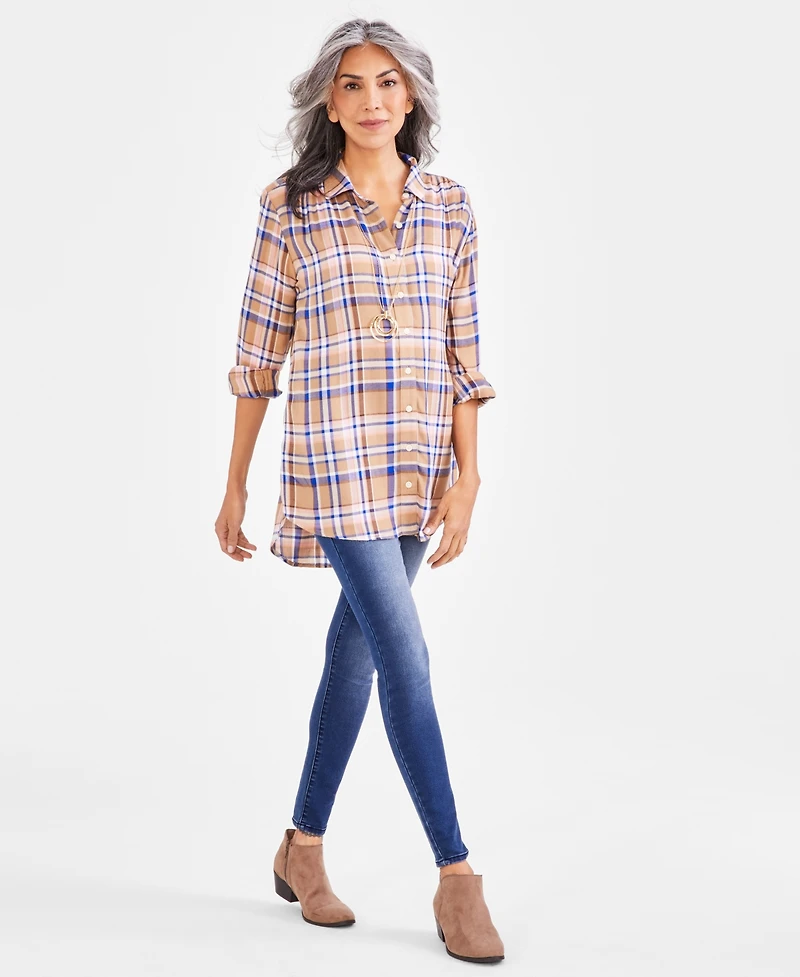 Style & Co Gold-Tone Multi-Chain Circle Pendant Necklace, 36" + 3" extender, Macy's Exclusive