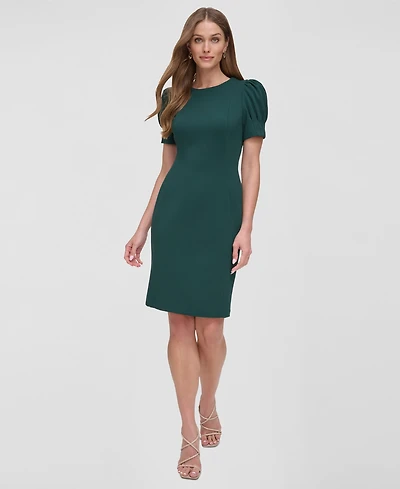 Dkny Women's Puff-sleeve Sheath Knee-length Dress