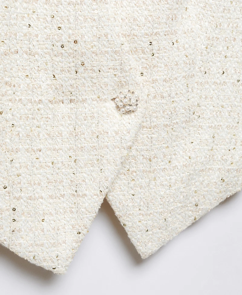 Mango Women's Jewel Button Tweed Vest