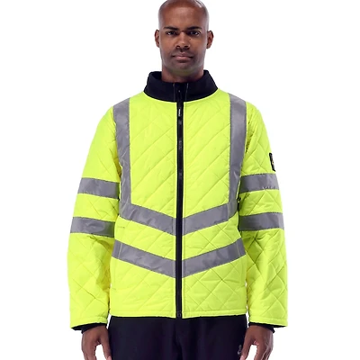 RefrigiWear Men's Hi Vis Diamond Quilted Water Repellent Jacket