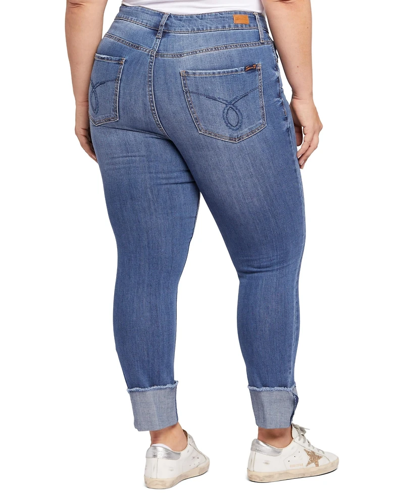 Seven7 Plus High Rise Slim Straight Cuff Jeans