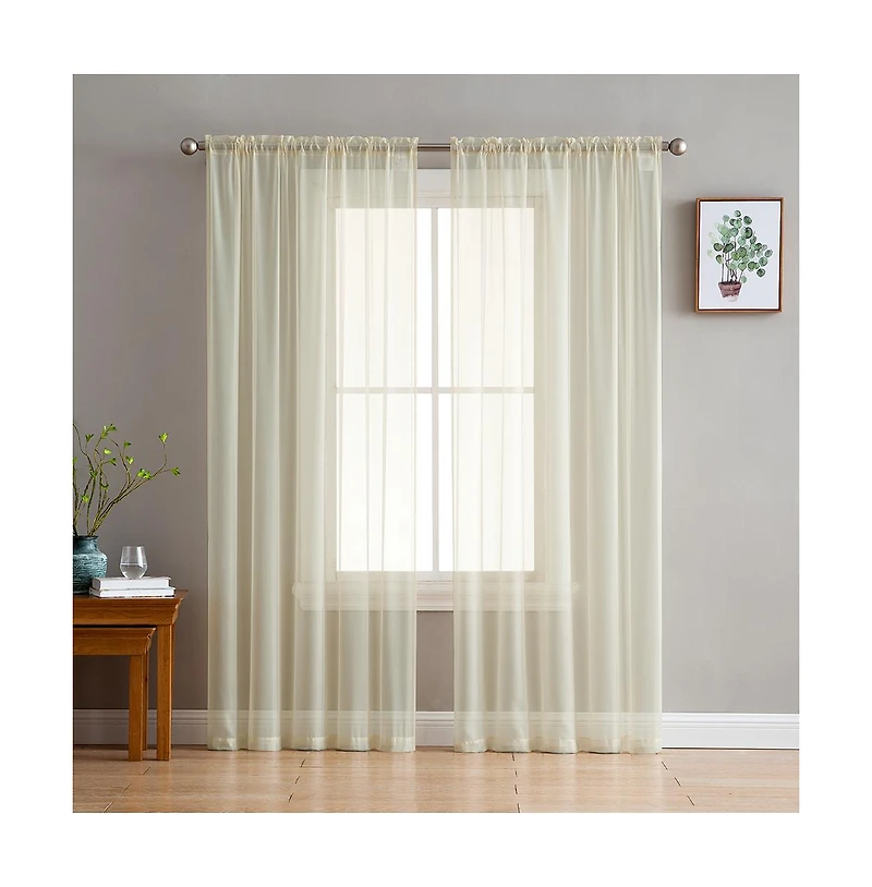 Hlc.me 2 Pack Sheer Voile Window Curtain Sheer Panels
