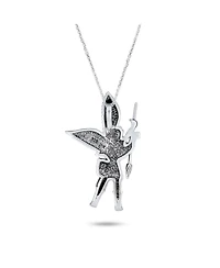 Bling Jewelry Handcrafted Guardian Angel Saint Michael Parton Of Military Police Security Pendant Necklace For Women Sterling Silver
