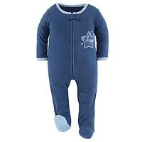 The Peanutshell Baby Boys Blue Camo Footed Sleepers for Boys, 3-Pack