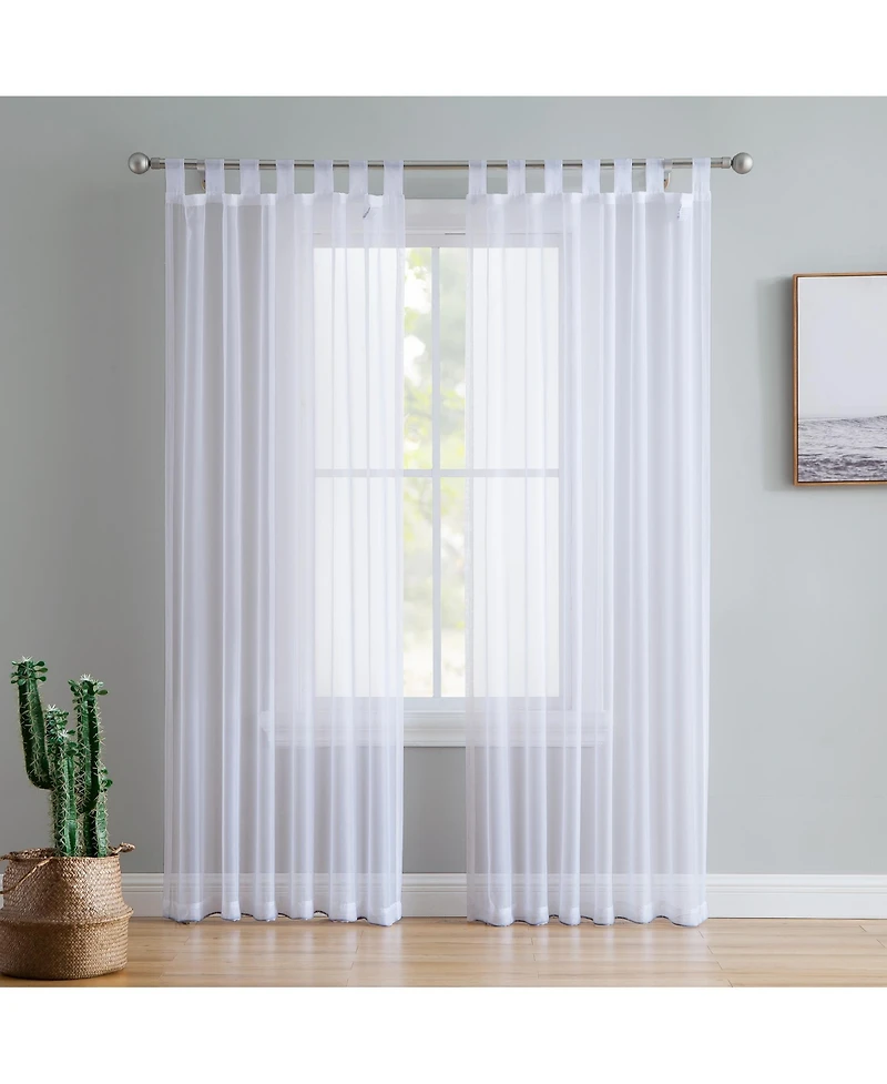 Hlc.me Tab Top Window Curtain Sheer Voile Panels for Living Room & Bedroom