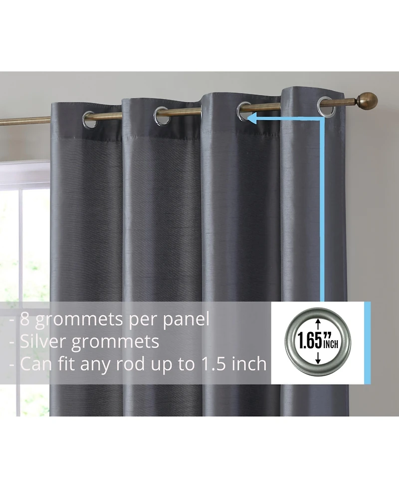 Hlc.me Jefferson Faux Silk Semi Sheer Light Filtering Microfiber Lined Grommet Lightweight Window Curtain Panels