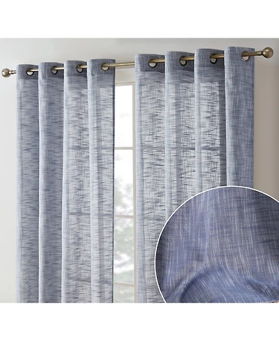 Hlc.me Madison Faux Linen Textured Semi Sheer Privacy Sun Light Filtering Transparent Window Grommet Long Thick Curtains Drapery Panels for Bedroom
