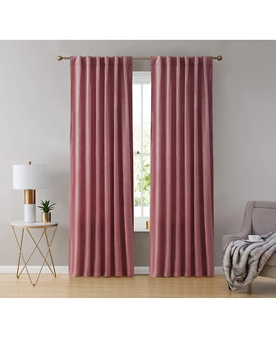 Hlc.me Lopez Velvet Premium Soft Light Filtering Back Tab Rod Pocket Window Treatment Curtain Drapery Panels for Bedroom & Living Room
