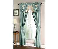 Kate Aurora Satin Semi Sheer Complete 5 Piece Window a Bag Attached Curtain Set