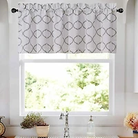 Kate Aurora Shabby Chic White & Gray Trellis Clover Rod Pocket Window Valance