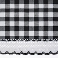Kate Aurora Complete 3 Piece Country Farmhouse Plaid Gingham Black & White Buffalo Check Kitchen Curtain Tier & Valance Set