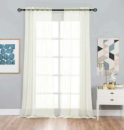 Kate Aurora 2 Pack Basic Home Rod Pocket Sheer Voile Window Curtains