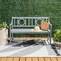 Jonathan Y Apollo Circle Back Acacia Wood Outdoor Garden Patio Bench