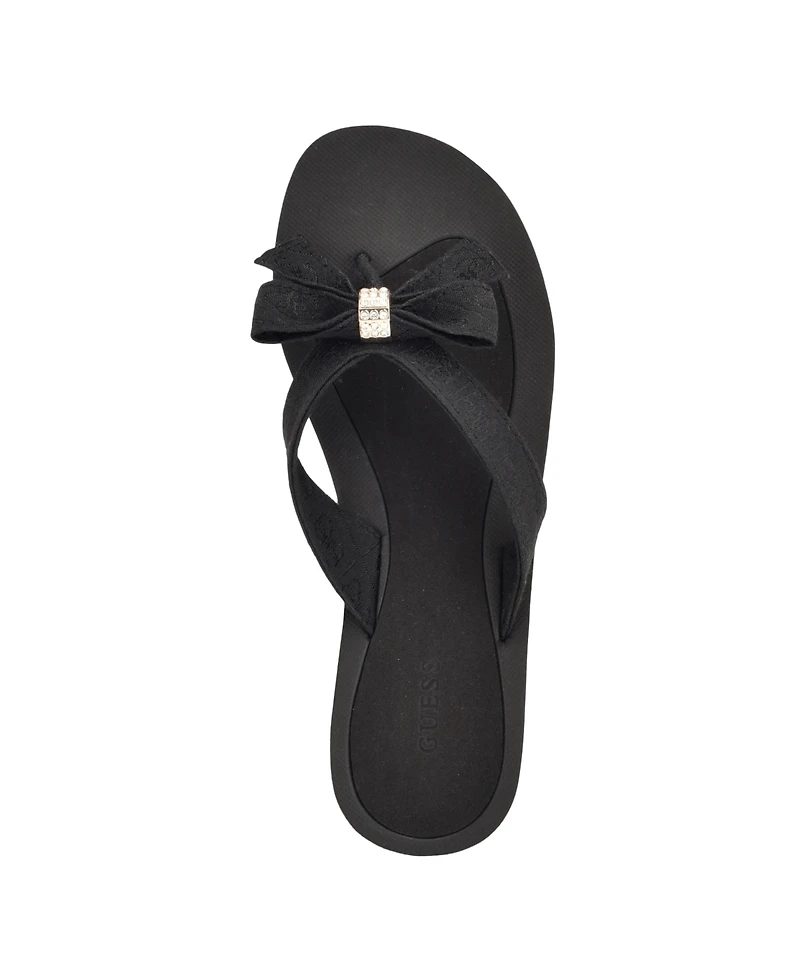 Guess Women's Tutu Eva Fashion Bow Detail Flip Flop Sandals