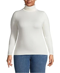 Lands' End Plus Size Lightweight Jersey Skimming Long Sleeve Turtleneck