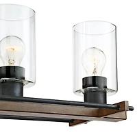 Franklin Iron Works Ranger Dust Bronze Wood Linear Pendant Chandelier 36 3/4" Wide Rustic Clear Glass 5-Light Fixture for Dining Room Kitchen Isl