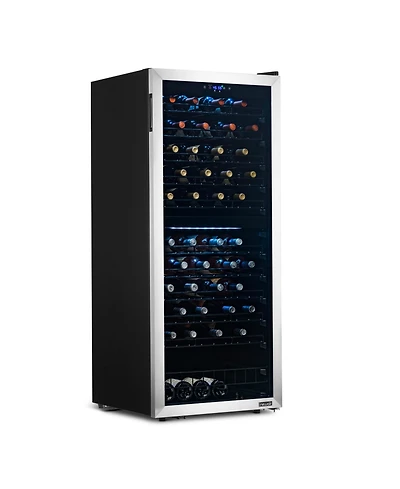 Newair Freestanding 98 Bottle Dual Zone Compressor Wine Fridge with Low-Vibration Ultra-Quiet Inverter Compressor, Adjustable Racks and Exterior Digit