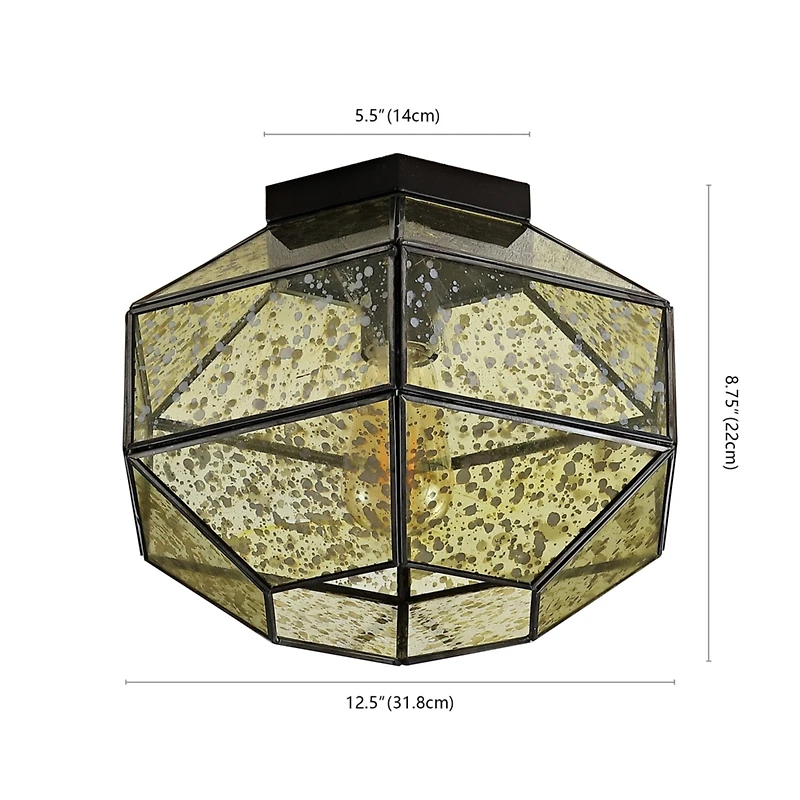 Jonathan Y Evelyn Vintage Farmhouse Iron/Glass Led Flush Mount