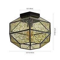Jonathan Y Evelyn Vintage Farmhouse Iron/Glass Led Flush Mount