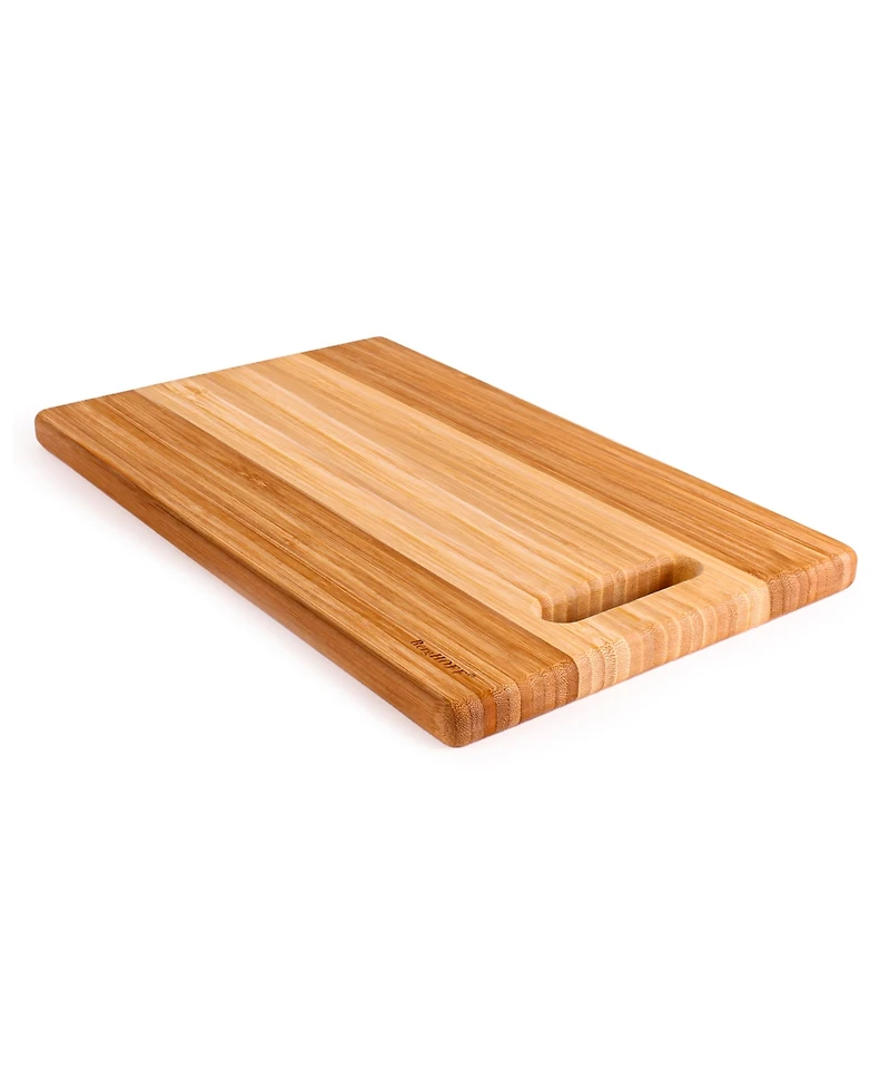 Bamboo 3 Piece Two-Tone Board with Handle and Aaron Probyn Cheese Knives Set