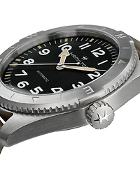 Hamilton Men's Swiss Automatic Khaki Field Expedition Green Leather Strap Watch 41mm
