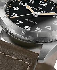 Hamilton Women's Swiss Automatic Khaki Field Expedition Green Leather Strap Watch 37mm