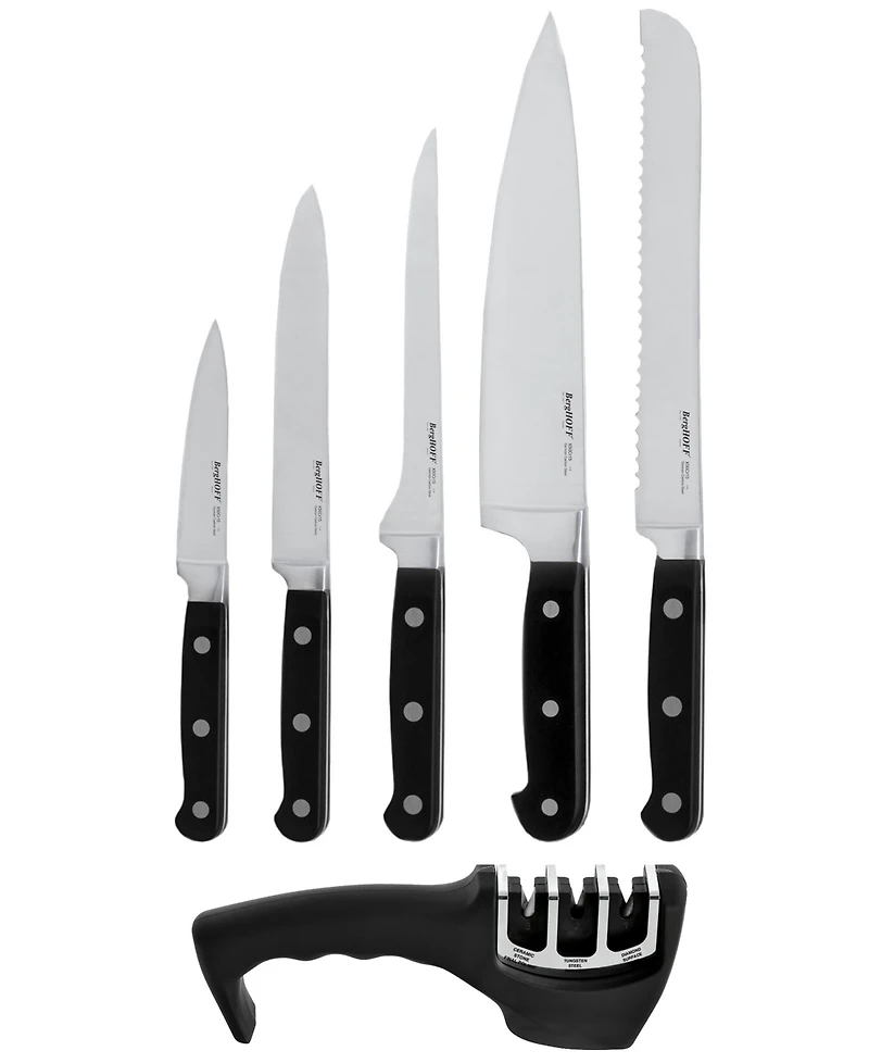 BergHOFF Contempo German Steel 7-Pc. Cutlery Set in Wood Case & Sharpener
