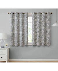 Hlc.me Paris Paisley Decorative Print Damask Pattern Light Reducing Filtering Grommet Window Curtain Panels, Set of 2 (Grey yellow