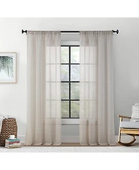 Hlc.me Penelope Faux Linen Textured Semi Sheer Privacy Sun Light Filtering Transparent Window Rod Pocket Thick Curtain Panels