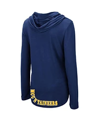 Women's Colosseum Navy West Virginia Mountaineers My Lover Lightweight Hooded Long Sleeve T-shirt