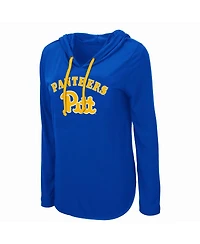 Women's Colosseum Royal Pitt Panthers My Lover Lightweight Hooded Long Sleeve T-shirt