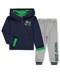 Toddler Boys Colosseum Navy, Heathered Gray Notre Dame Fighting Irish Poppies Hoodie and Sweatpants Set