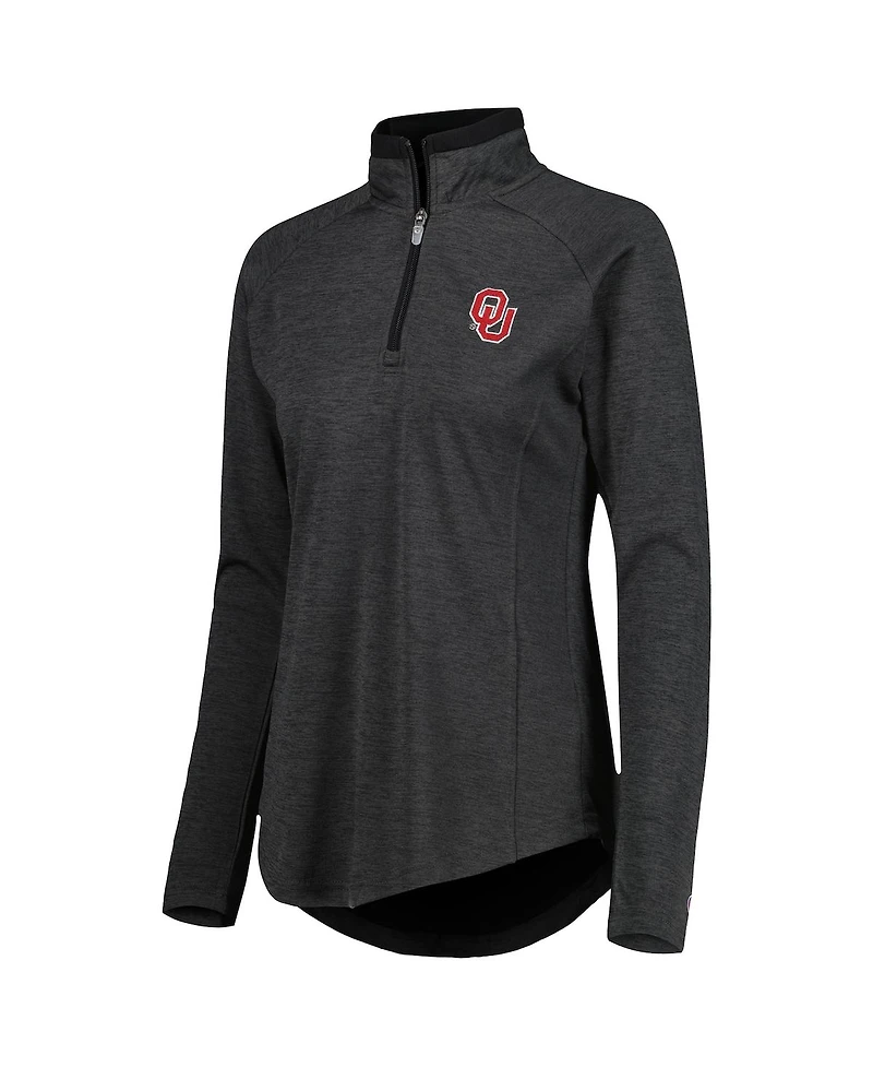 Women's Champion Heathered Black Oklahoma Sooners Core Raglan Quarter-Zip Jacket