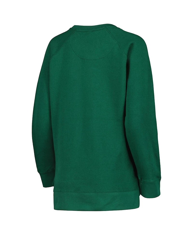 Women's Pressbox Green Michigan State Spartans Steamboat Animal Print Raglan Pullover Sweatshirt