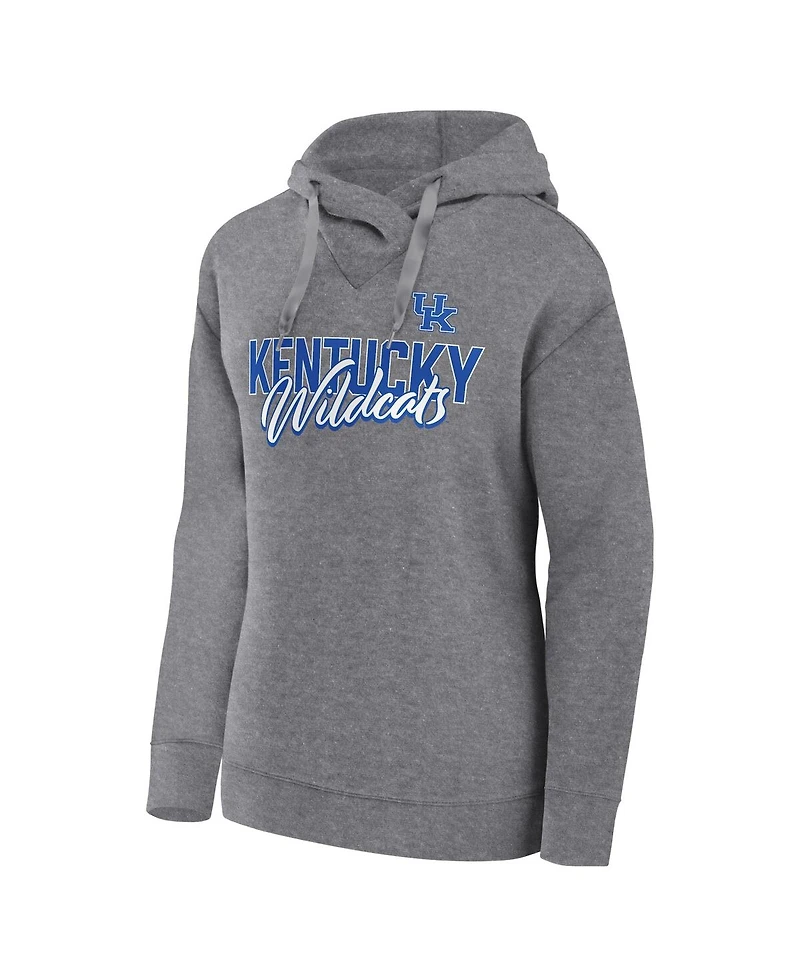 Women's Fanatics Heather Gray Kentucky Wildcats Script Favorite Pullover Hoodie