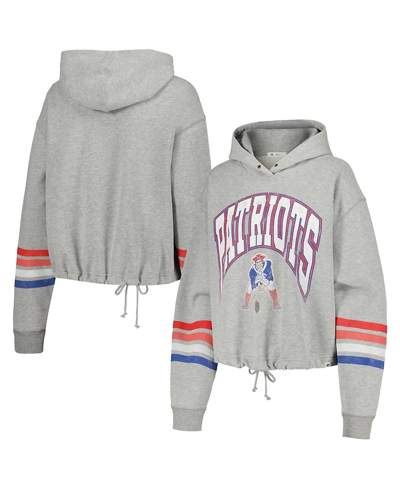 Women's '47 Brand Heather Gray Distressed New England Patriots Upland Bennett Pullover Hoodie