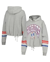Women's '47 Brand Heather Gray Distressed New England Patriots Upland Bennett Pullover Hoodie
