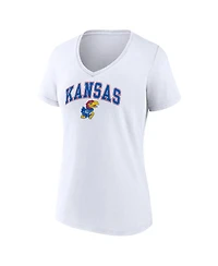 Women's Fanatics White Kansas Jayhawks Evergreen Campus V-Neck T-shirt