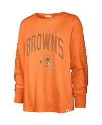 Women's '47 Brand Orange Distressed Cleveland Browns Tom Cat Long Sleeve T-shirt