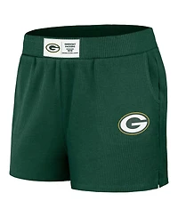 Women's Wear by Erin Andrews Green Distressed Green Green Bay Packers Waffle Knit Long Sleeve T-shirt and Shorts Lounge Set