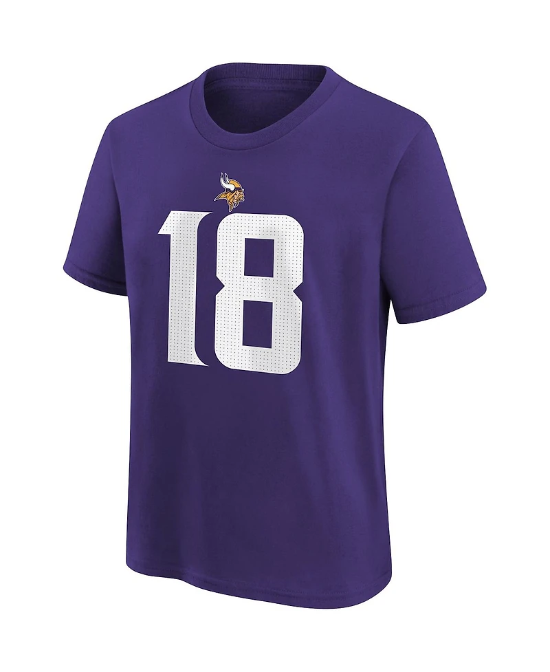 Youth Boys and Girls Nike Justin Jefferson Purple Minnesota Vikings Player Name Number T-shirt