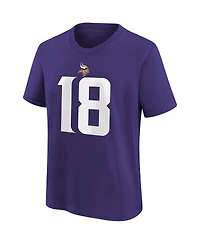 Youth Boys and Girls Nike Justin Jefferson Purple Minnesota Vikings Player Name Number T-shirt